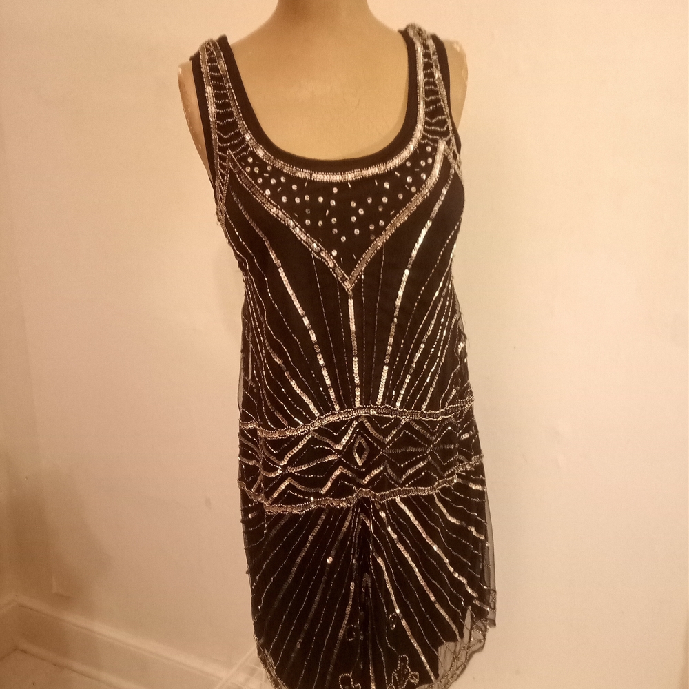 Angie Black and Silver Beaded Mini Dress
